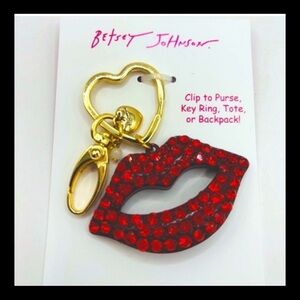 Betsey Johnson Glittering Red Lip Keychain or BagCharm